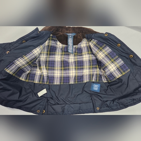 Toddler Polo Ralph Lauren Quilted Jacket 18M Navy Brown Corduroy Collar - Picture 7 of 9